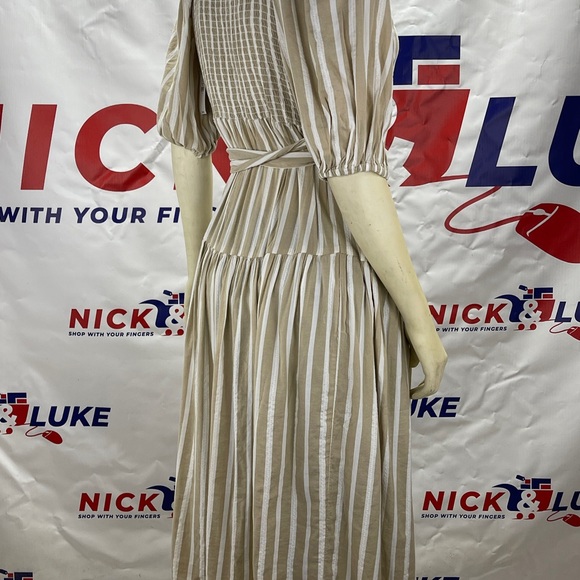 Waist defined stripe tie belt midi wrap dress by Old Navy. - Picture 3 of 12